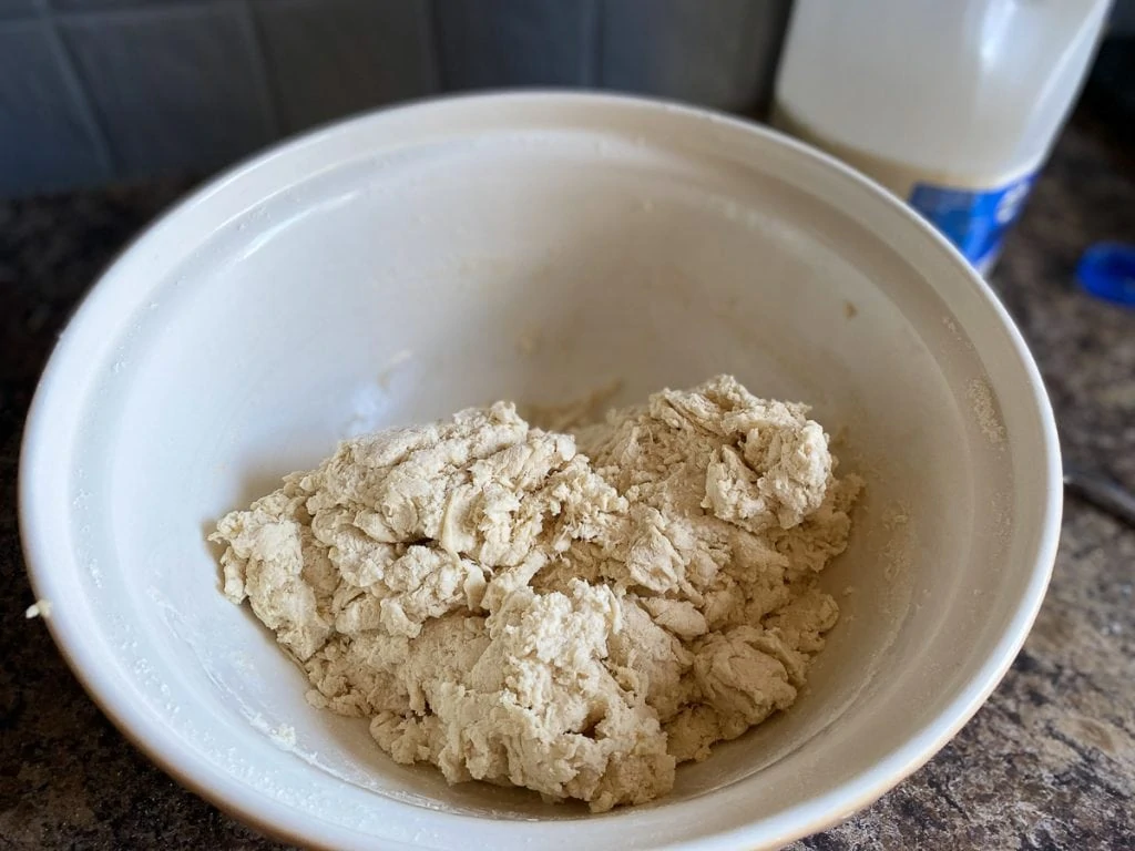 Scone mixture in a bowl for scone recipe