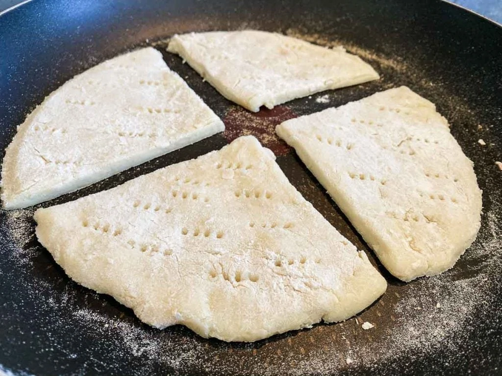 Scottish Tattie Scone frying in pan