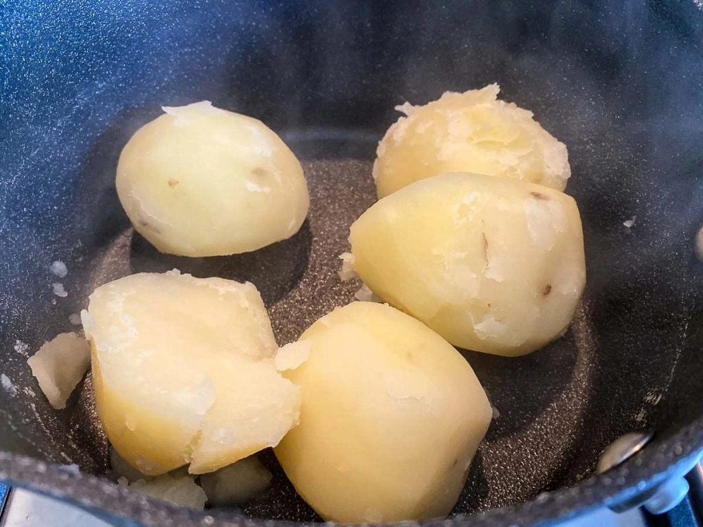Potatoes drying for Scottish Potato Scones Recipe