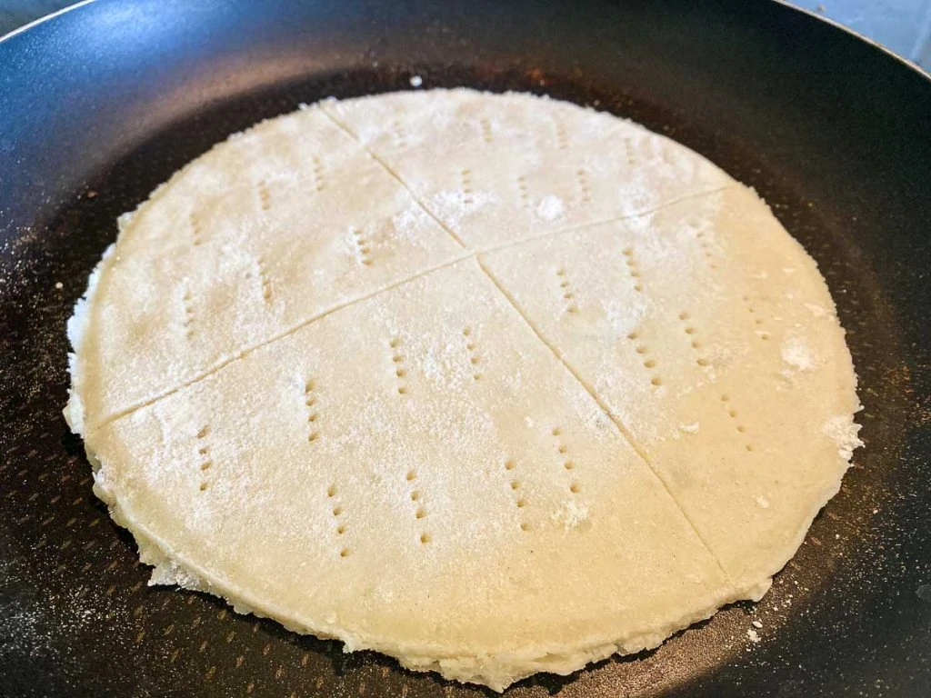 Scottish Tattie scone in the pan