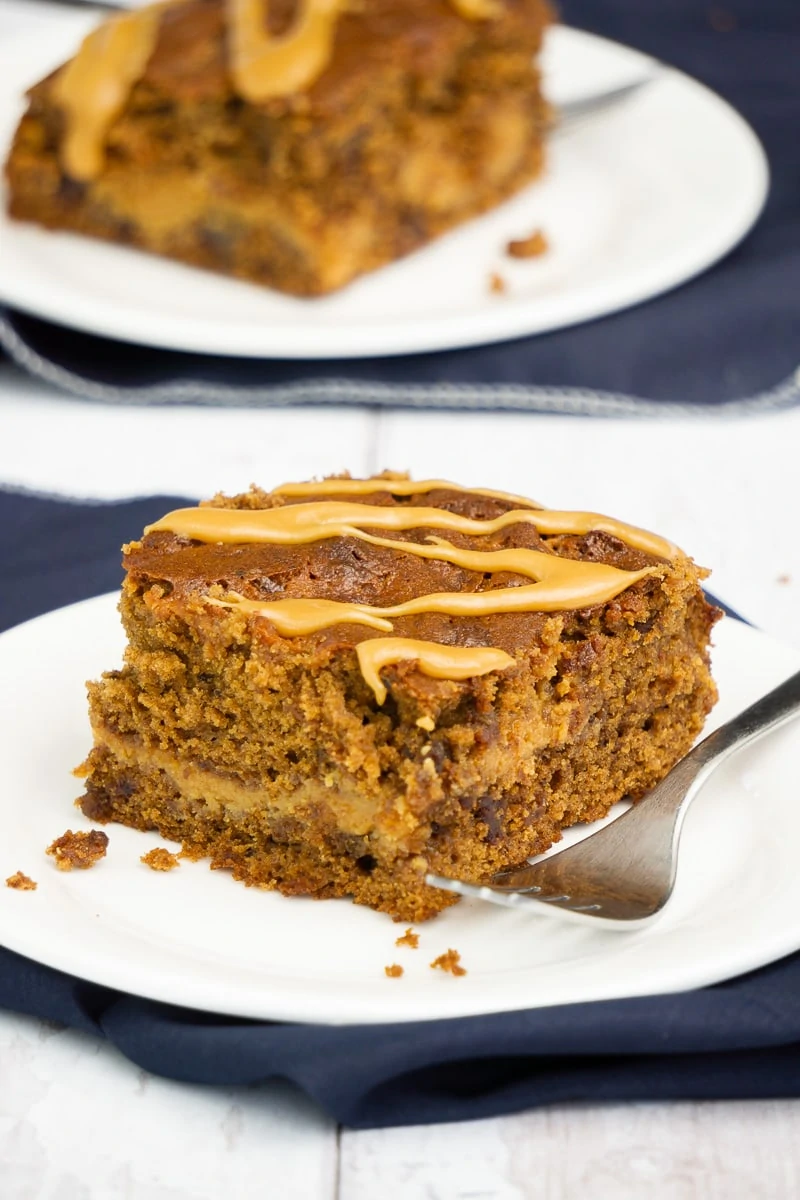 Sticky Toffee Traybake Recipe on a plate