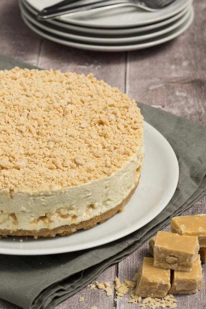 Whole Scottish tablet Cheesecake Recipe on a plate