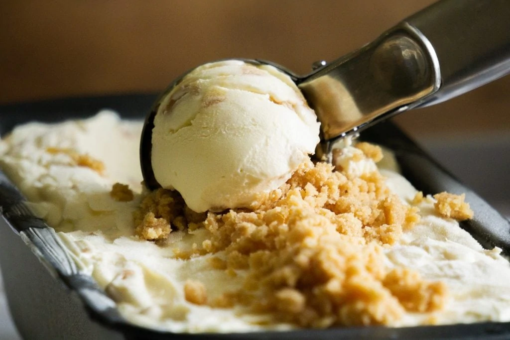 Tablet Ice Cream Recipe scooped out of the tub