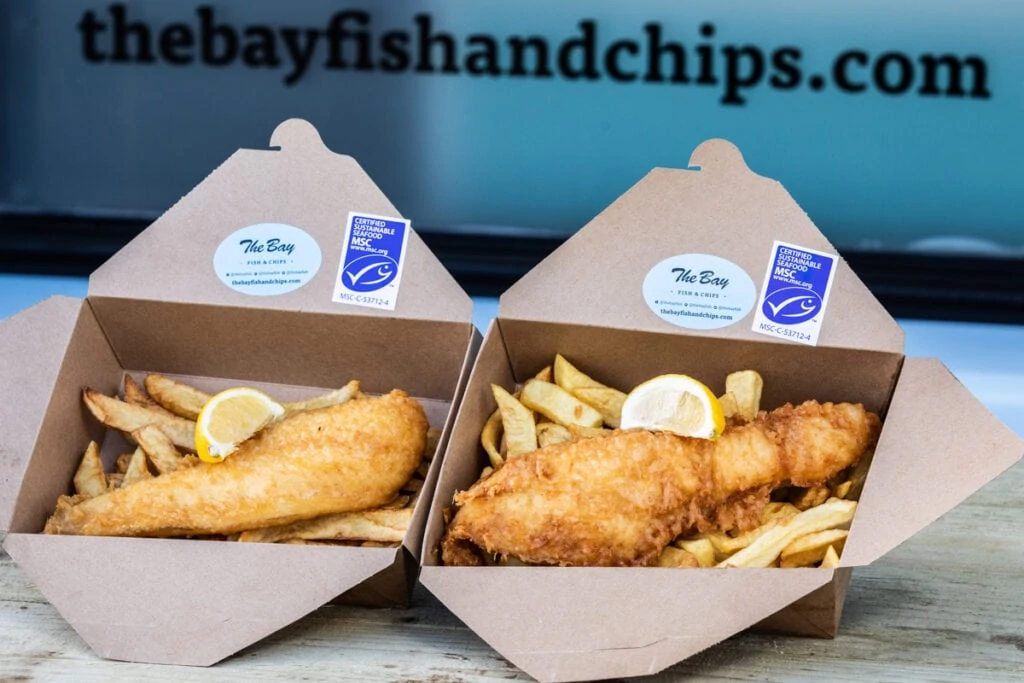 The Bay Fish and Chips boxes