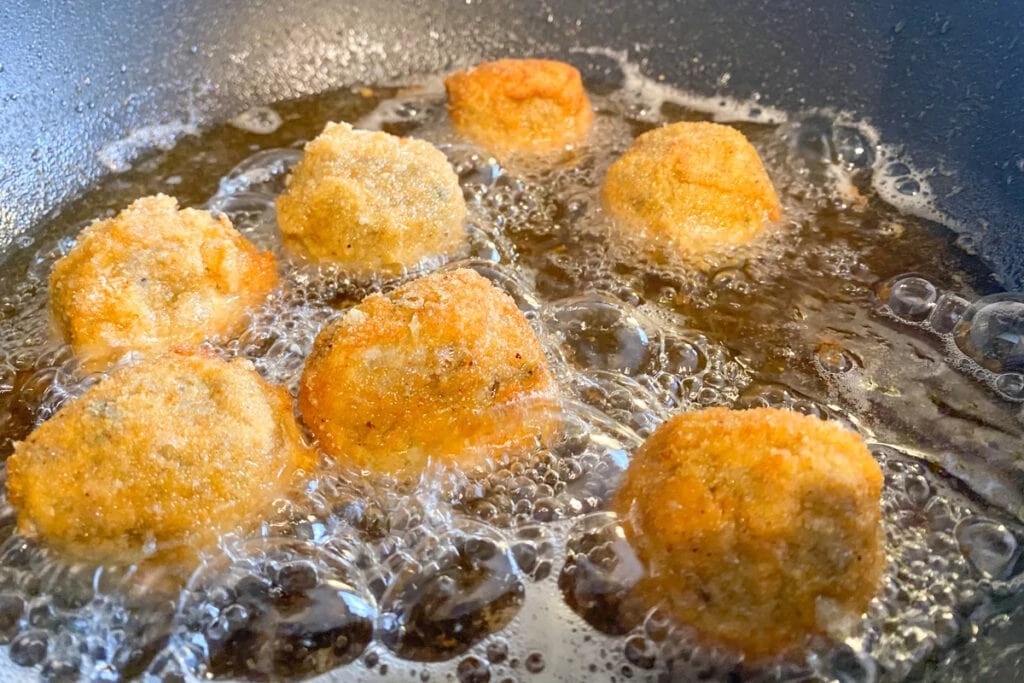 Haggis balls frying