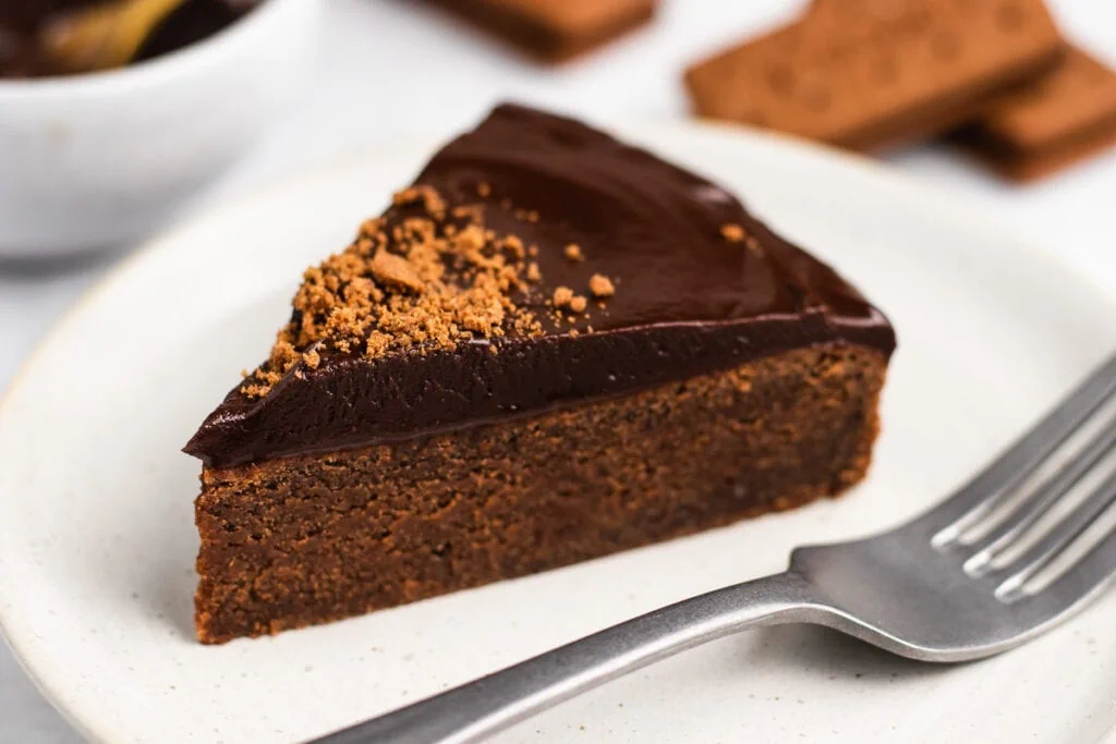 4 Ingredient Bourbon Biscuit Cake Recipe slice on a plate with fork