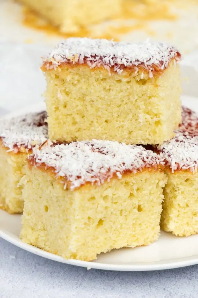 Jam and Coconut Sponge Traybake Recipe