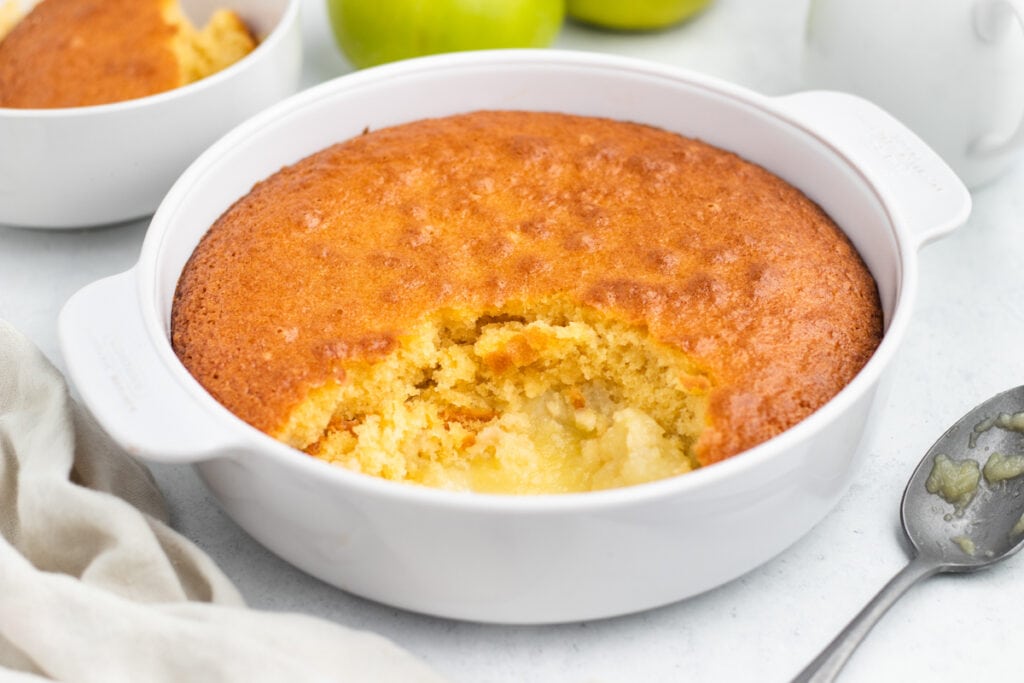 Eve's Pudding Apple Sponge Recipe - one segment taken out