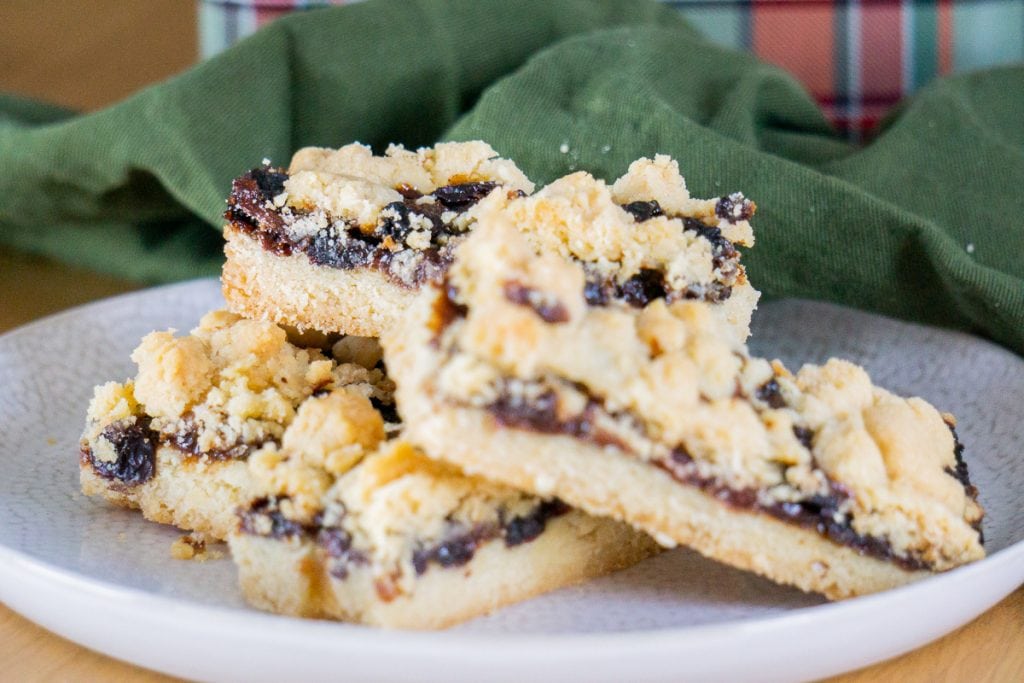 Mincemeat Shortbread Recipe slices on a plate