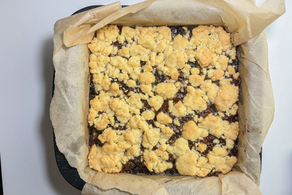 Mincemeat Shortbread Recipe cooked in tin