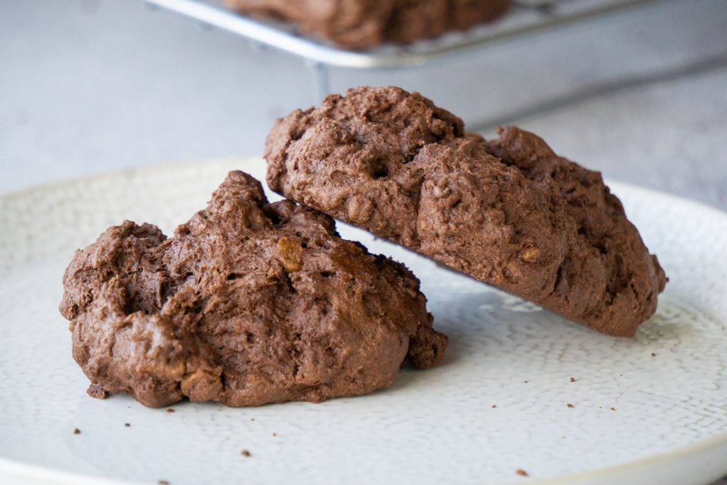 Two chocolate rock cakes