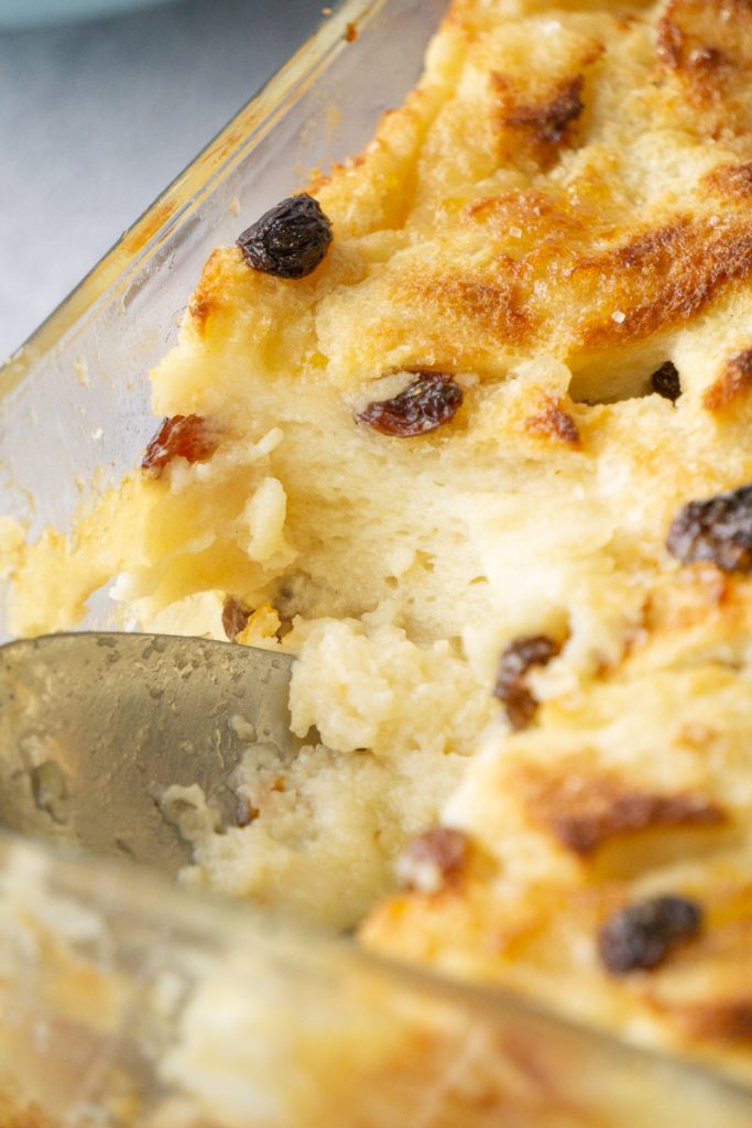 Marmalade Bread and Butter Pudding Recipe with spoon in it