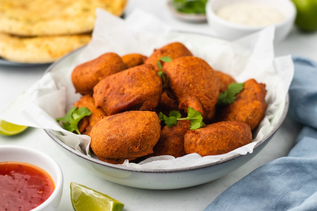 Haggis pakora in a bowl