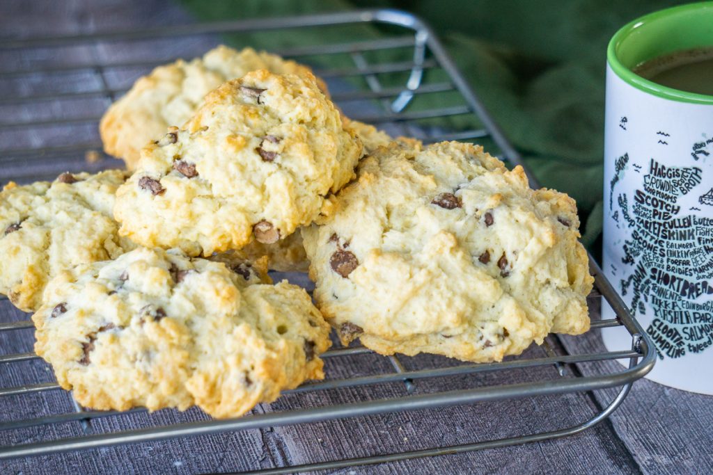 Chocolate Chip Rock Cakes on a rack 