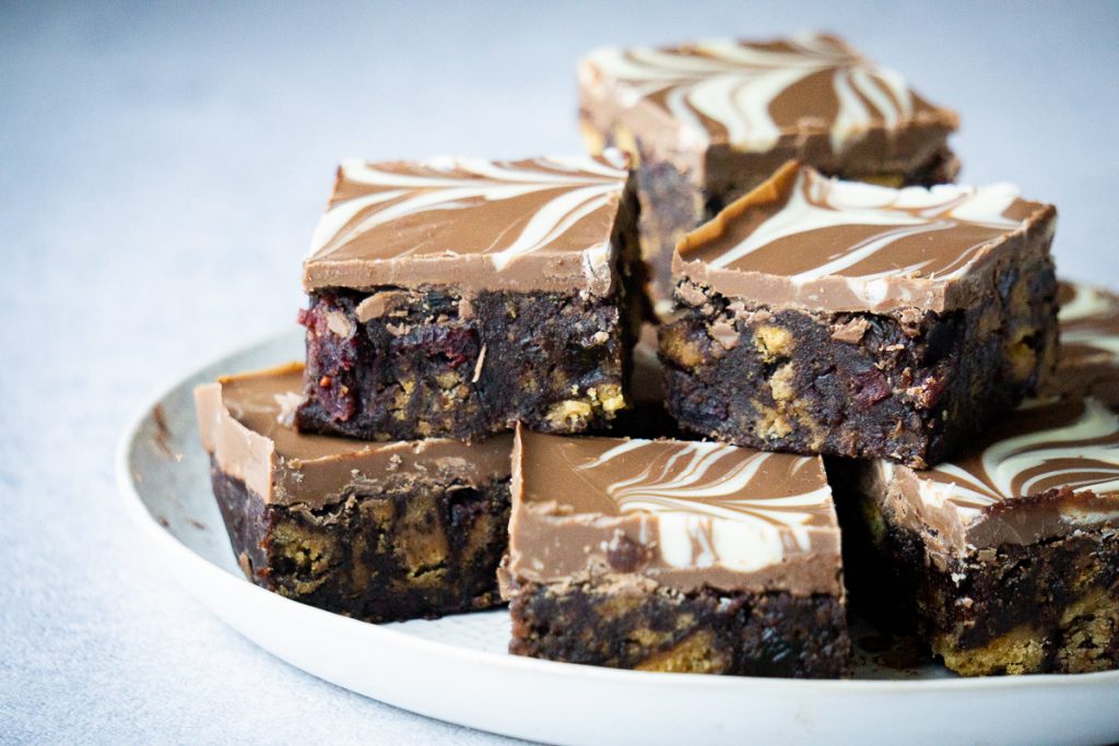 Christmas Tiffin Recipe - piled up