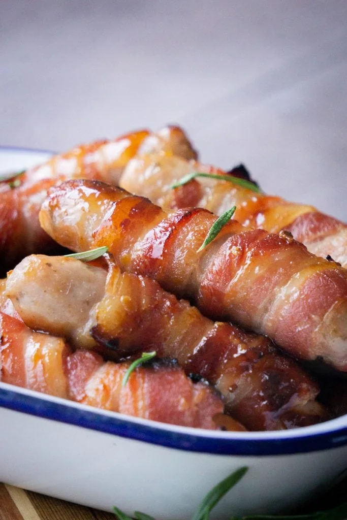 Close up of Kilted Soldiers / pigs in blankets in a bowl 