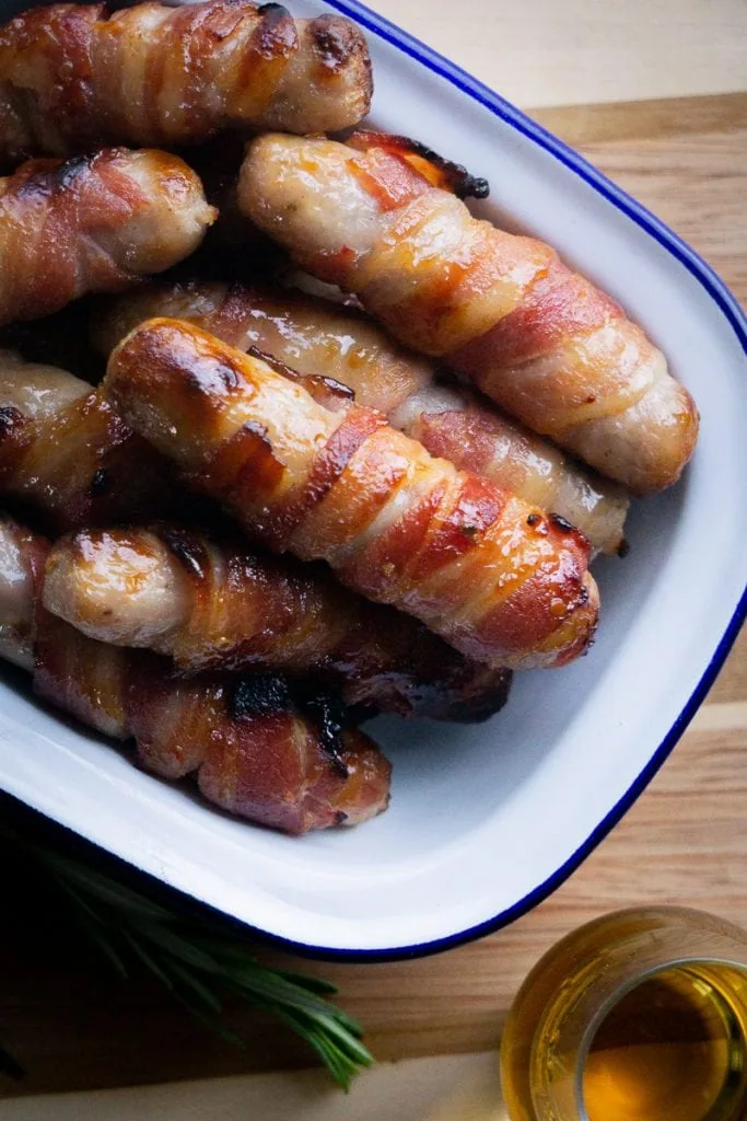 Close up of Kilted Soldiers/pigs in blankets with a glaze