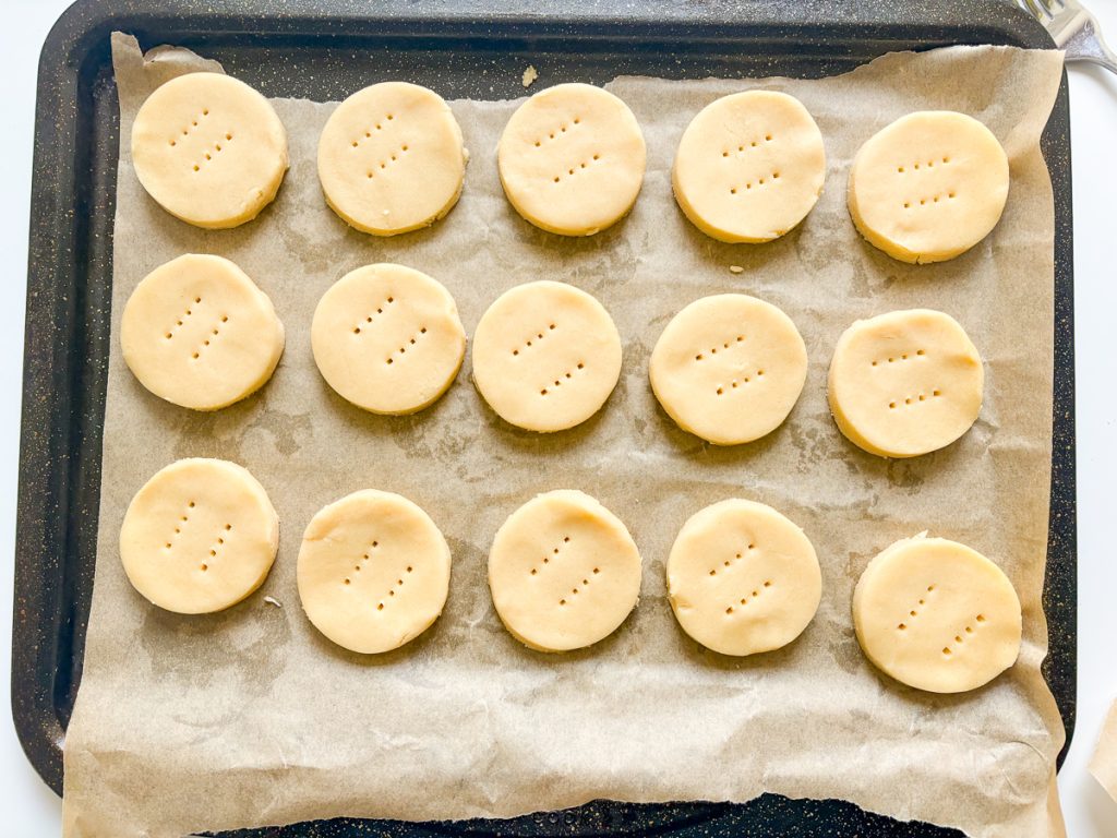 Shortbread Rounds Recipe Method - rounds ready for the oven