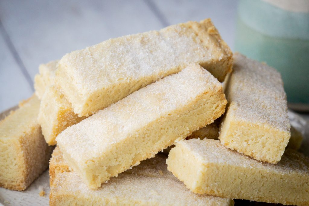 Classic Butter Shortbread Fingers Recipe - In a pile