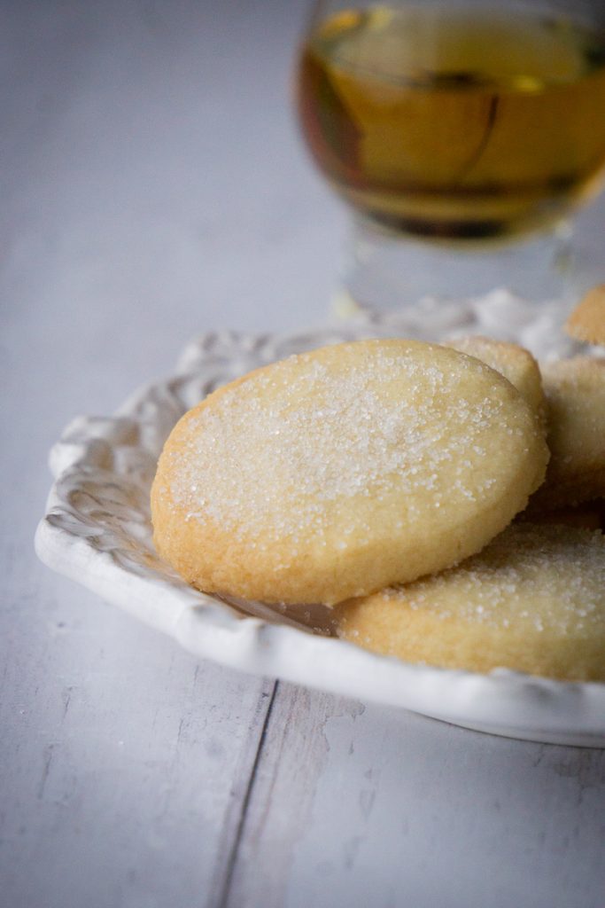 Shortbread Rounds Recipe - Shortbread Rounds on a plate with whisky