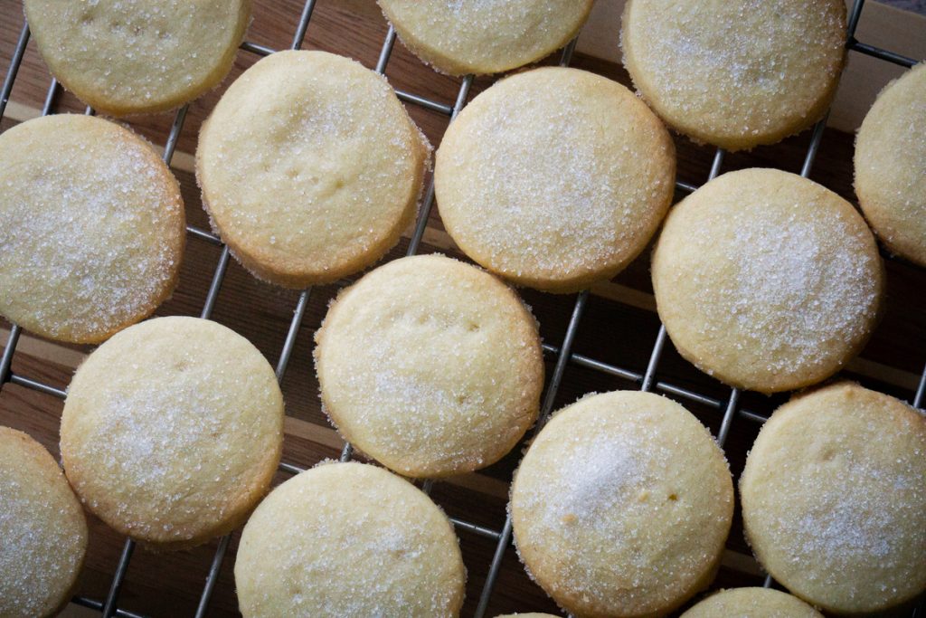 Shortbread Rounds Recipe - Cooling on a tray