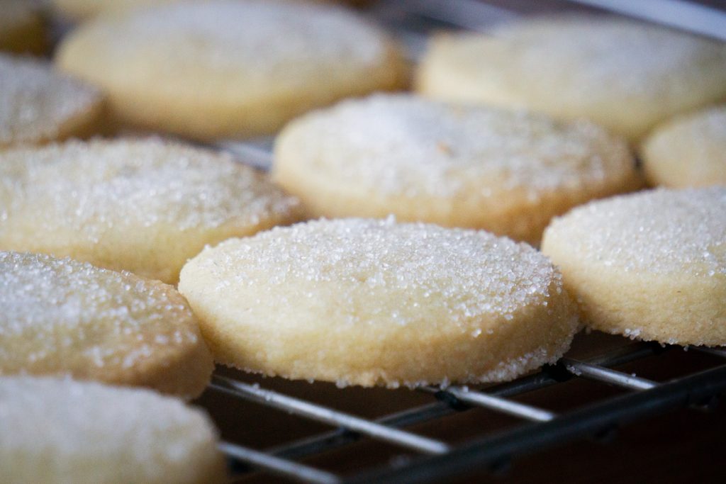 Shortbread Rounds Recipe - Cooling on a tray